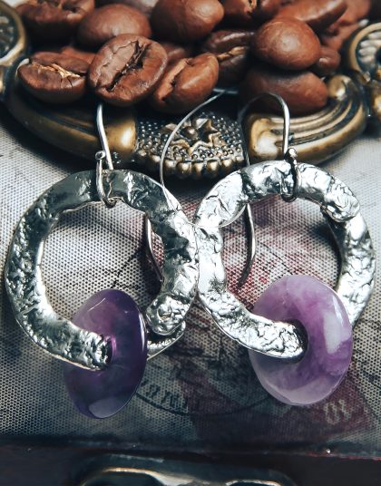 Серьги со вставкой из аметиста