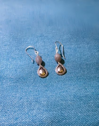 Серьги со вставкой из лабрадорита